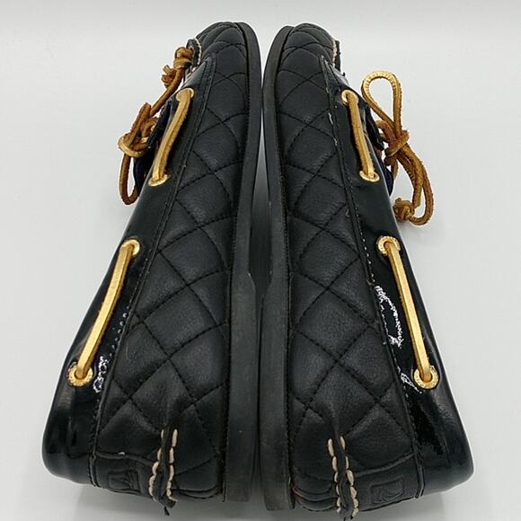Sperry Top-sider Audrey Black Quilted Leather Boat size 8 1/2M - Picture 5 of 8